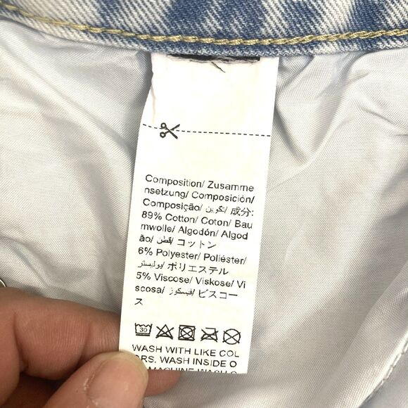 Vintage Acid Wash Denim Shorts Diagonal Button Fly High Rise M/L 🦋✨ - Picture 11 of 11